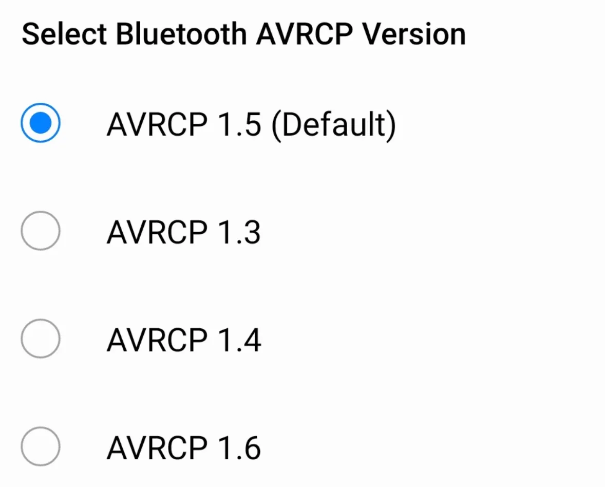 samsung developer mode bluetooth avrcp version