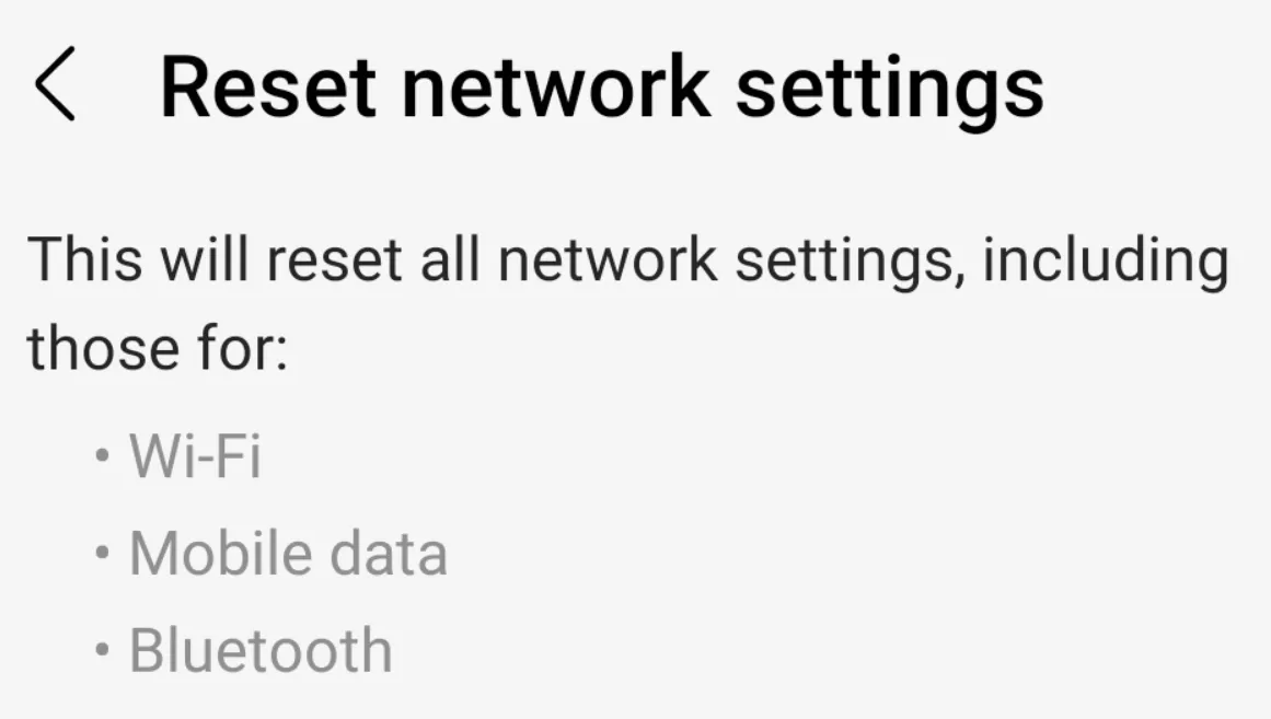 samsung reset network settings