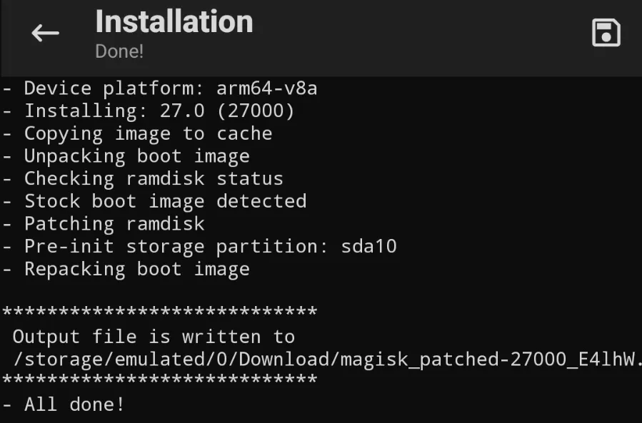 magisk output log