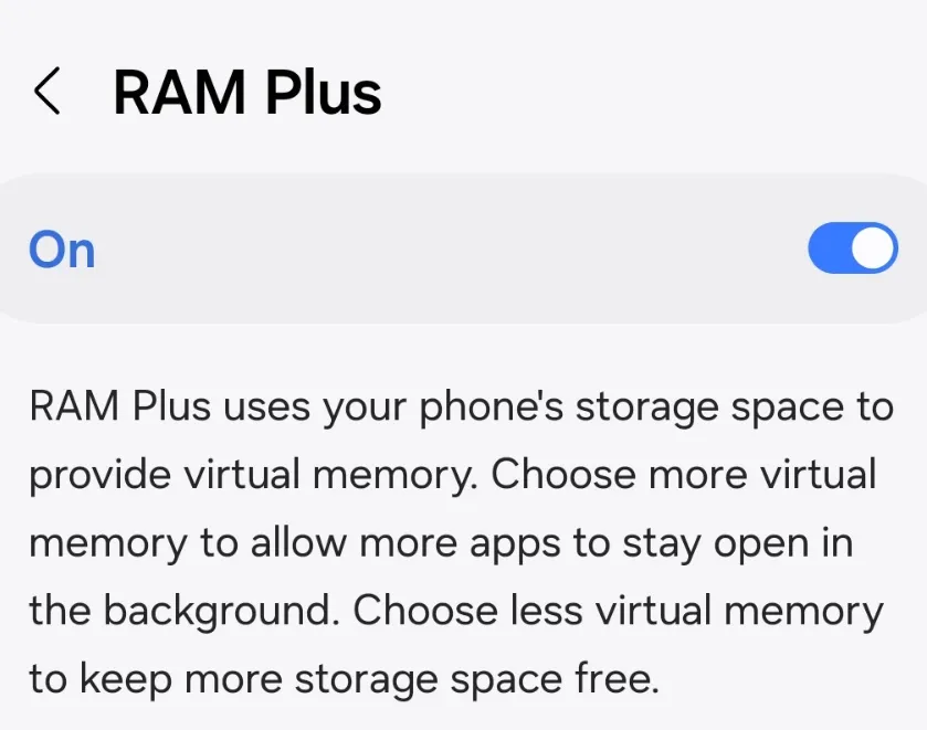 Samsung Galaxy RAM+ Feature