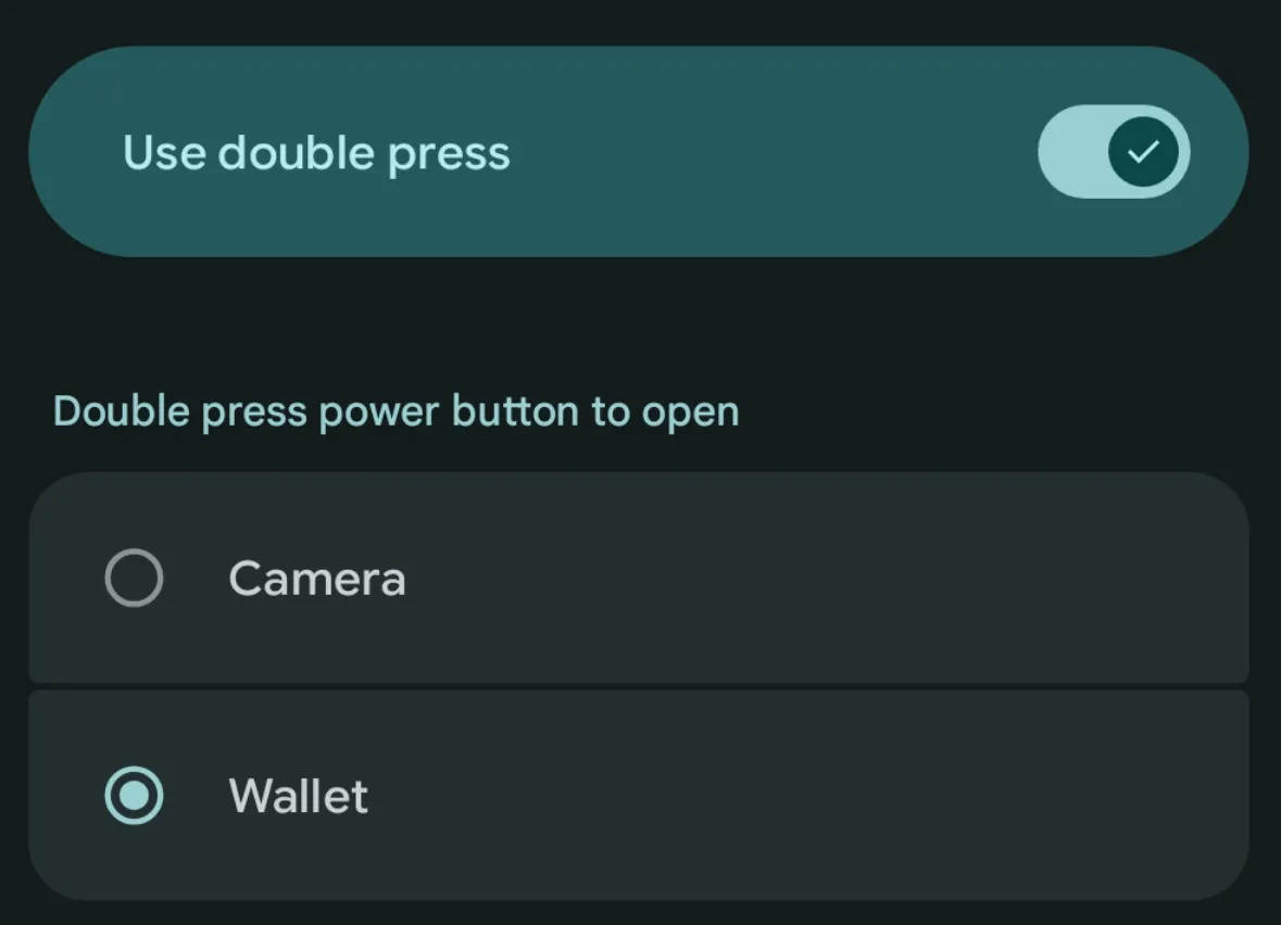 google pixel double press power button gesture