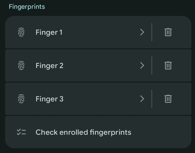 google pixel fingerprint list