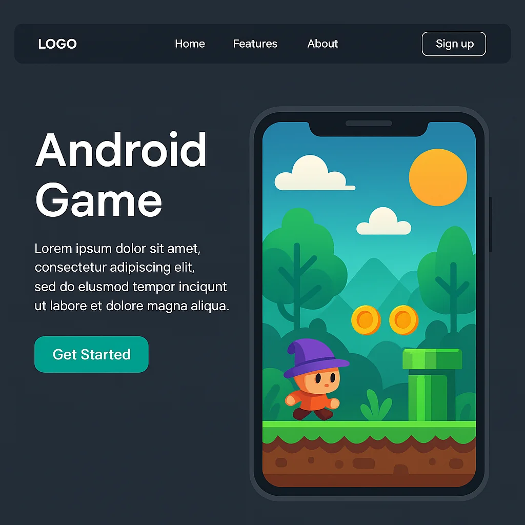 demo android game landing page